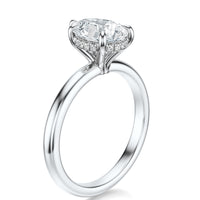 Signature Hidden Halo Pear Engagement Ring - White Gold Polished Band - Side View