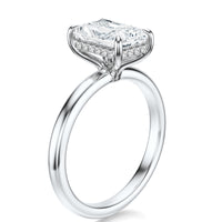 Signature Hidden Halo Radiant Engagement Ring - White Gold Polished Band - Side View