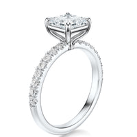 Signature Solitaire Asscher Engagement Ring - White Gold Pavé Band - Side View