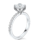 Signature Solitaire Cushion Engagement Ring - White Gold Pavé Band - Side View