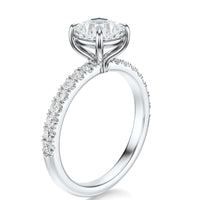 Signature Solitaire Cushion Engagement Ring - White Gold Pavé Band - Side View