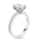 Signature Solitaire Elongated Cushion Engagement Ring - White Gold Pavé Band - Side View