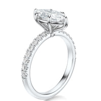 Signature Solitaire Marquise Engagement Ring - White Gold Pavé Band - Side View