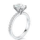 Signature Solitaire Oval Engagement Ring - White Gold Pavé Band - Side View
