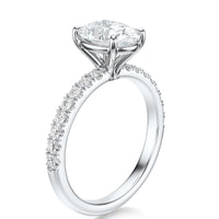 Signature Solitaire Oval Engagement Ring - White Gold Pavé Band - Side View