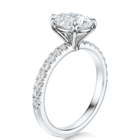 Signature Solitaire Pear Engagement Ring - White Gold Pavé Band - Side View