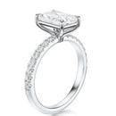 Signature Solitaire Radiant Engagement Ring - White Gold Pavé Band - Side View