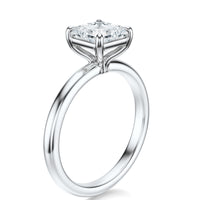 Signature Solitaire Asscher Engagement Ring - White Gold Polished Band - Side View