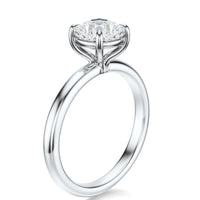 Signature Solitaire Cushion Engagement Ring - White Gold Polished Band - Side View