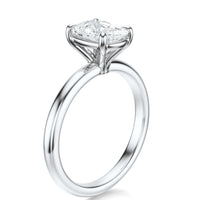 Signature Solitaire Elongated Cushion Engagement Ring - White Gold Polished Band - Side View
