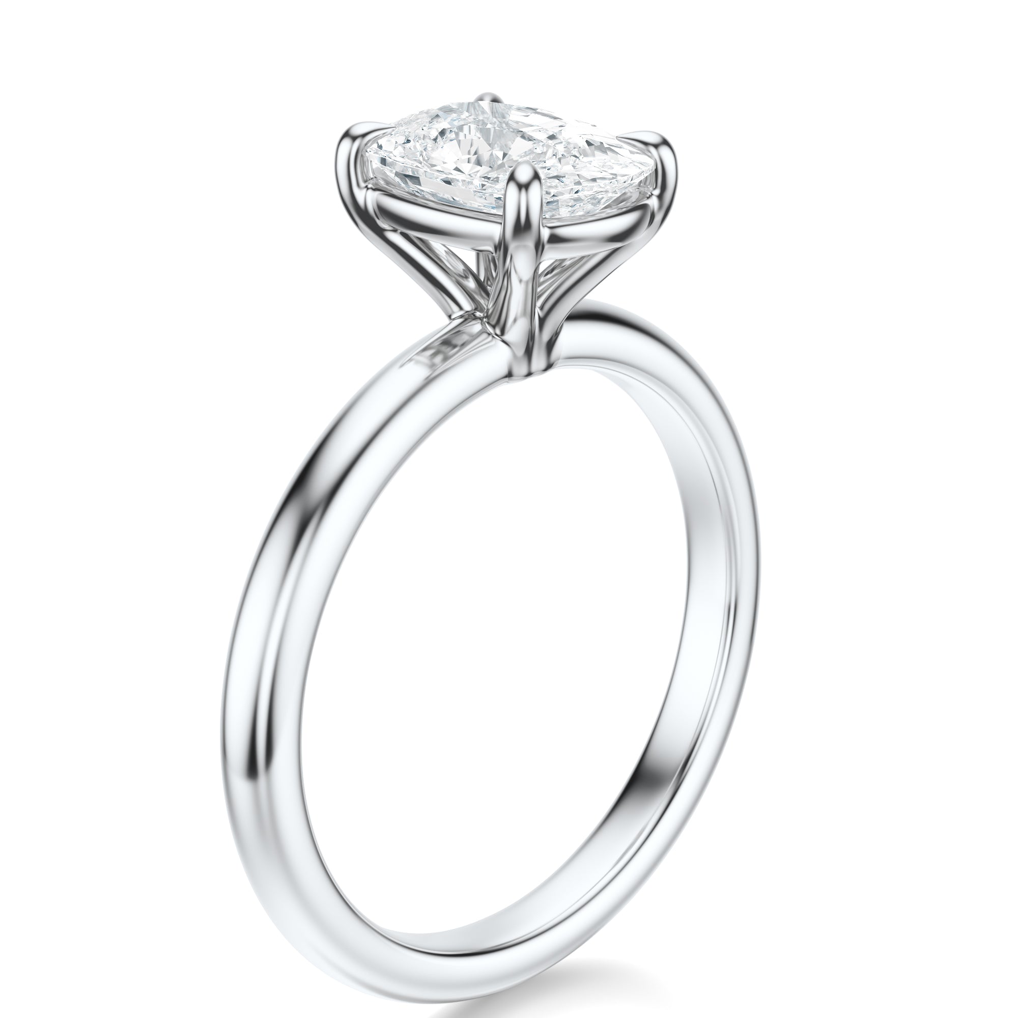 Signature Solitaire Elongated Cushion Engagement Ring - White Gold Polished Band - Side View