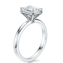 Signature Solitaire Emerald Engagement Ring - White Gold Polished Band - Side View