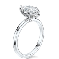 Signature Solitaire Marquise Engagement Ring - White Gold Polished Band - Side View