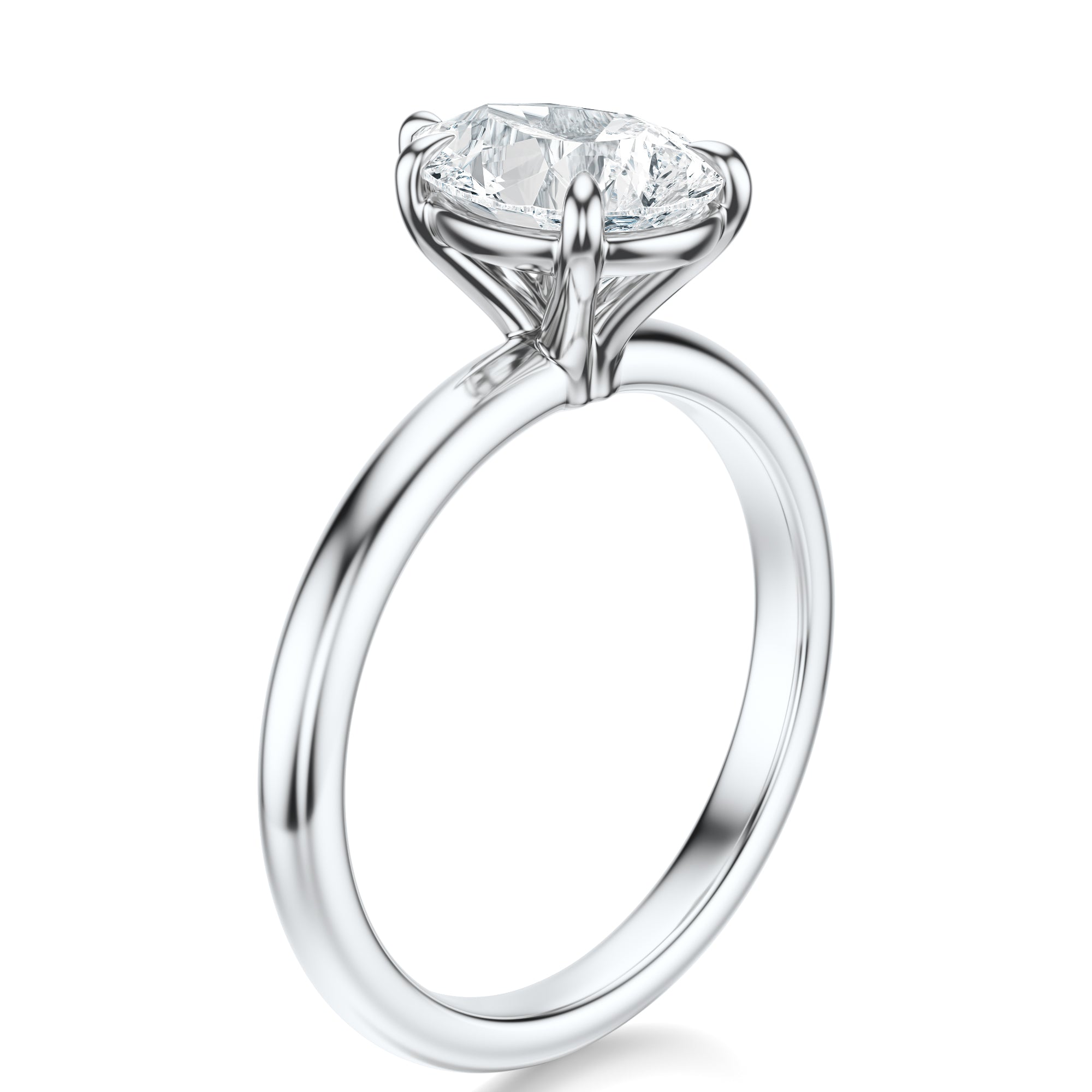 Signature Solitaire Pear Engagement Ring - White Gold Polished Band - Side View