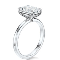 Signature Solitaire Radiant Engagement Ring - White Gold Polished Band - Side View