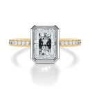 Signature Bezel Radiant Engagement Ring - Two-Tone Pavé Band - Front View