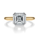 Signature Bezel Asscher Engagement Ring - Two-Tone Polished Band - Front View
