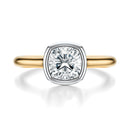 Signature Bezel Cushion Engagement Ring - Two-Tone Polished Band - Front View