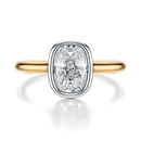 Signature Bezel Elongated Cushion Engagement Ring - Two-Tone Polished Band - Front View