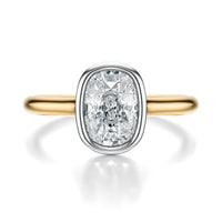 Signature Bezel Elongated Cushion Engagement Ring - Two-Tone Polished Band - Front View