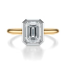 Signature Bezel Emerald Engagement Ring - Two-Tone Polished Band - Front View