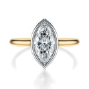 Signature Bezel Marquise Engagement Ring - Two-Tone Polished Band - Front View