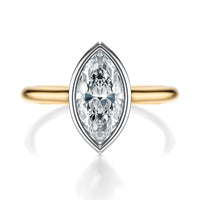 Signature Bezel Marquise Engagement Ring - Two-Tone Polished Band - Front View
