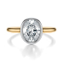 Signature Bezel Oval Engagement Ring - Two-Tone Polished Band - Front View