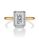 Signature Bezel Radiant Engagement Ring - Two-Tone Polished Band - Front View