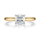 Signature Cathedral Hidden Halo Cushion Engagement Ring - Two-Tone Polished Band - Front View