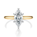 Signature Cathedral Hidden Halo Marquise Engagement Ring - Two-Tone Polished Band - Front View