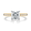 Signature Cathedral Asscher Engagement Ring - Two-Tone Pavé Band - Front View