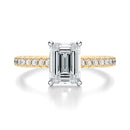 Signature Cathedral Emerald Engagement Ring - Two-Tone Pavé Band - Front View