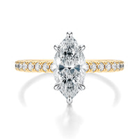 Signature Cathedral Marquise Engagement Ring - Two-Tone Pavé Band - Front View