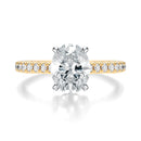 Signature Cathedral Oval Engagement Ring - Two-Tone Pavé Band - Front View