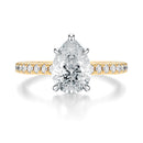 Signature Cathedral Pear Engagement Ring - Two-Tone Pavé Band - Front View