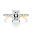 Signature Cathedral Radiant Engagement Ring - Two-Tone Pavé Band - Front View