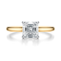 Signature Cathedral Asscher Engagement Ring - Two-Tone Polished Band - Front View