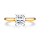 Signature Cathedral Cushion Engagement Ring - Two-Tone Polished Band - Front View
