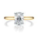 Signature Cathedral Elongated Cushion Engagement Ring - Two-Tone Polished Band - Front View