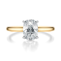 Signature Cathedral Elongated Cushion Engagement Ring - Two-Tone Polished Band - Front View