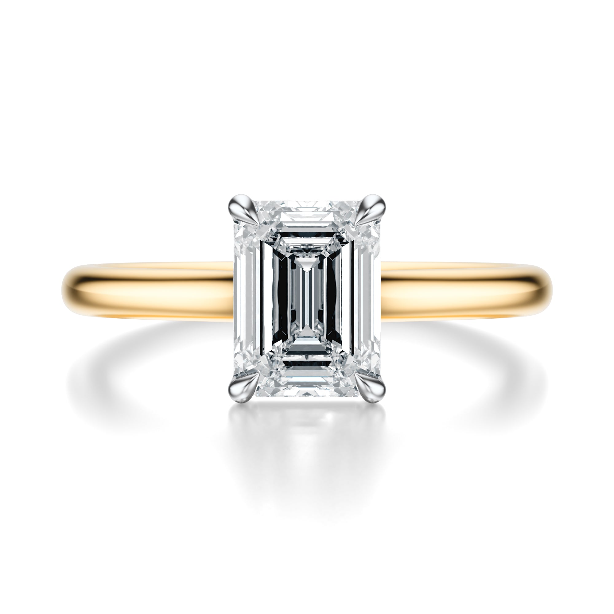 Signature Cathedral Emerald Engagement Ring - Two-Tone Polished Band - Front View