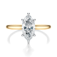 Signature Cathedral Marquise Engagement Ring - Two-Tone Polished Band - Front View