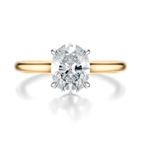 Signature Cathedral Oval Engagement Ring - Two-Tone Polished Band - Front View