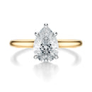 Signature Cathedral Pear Engagement Ring - Two-Tone Polished Band - Front View
