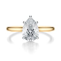 Signature Cathedral Pear Engagement Ring - Two-Tone Polished Band - Front View
