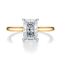 Signature Cathedral Radiant Engagement Ring - Two-Tone Polished Band - Front View