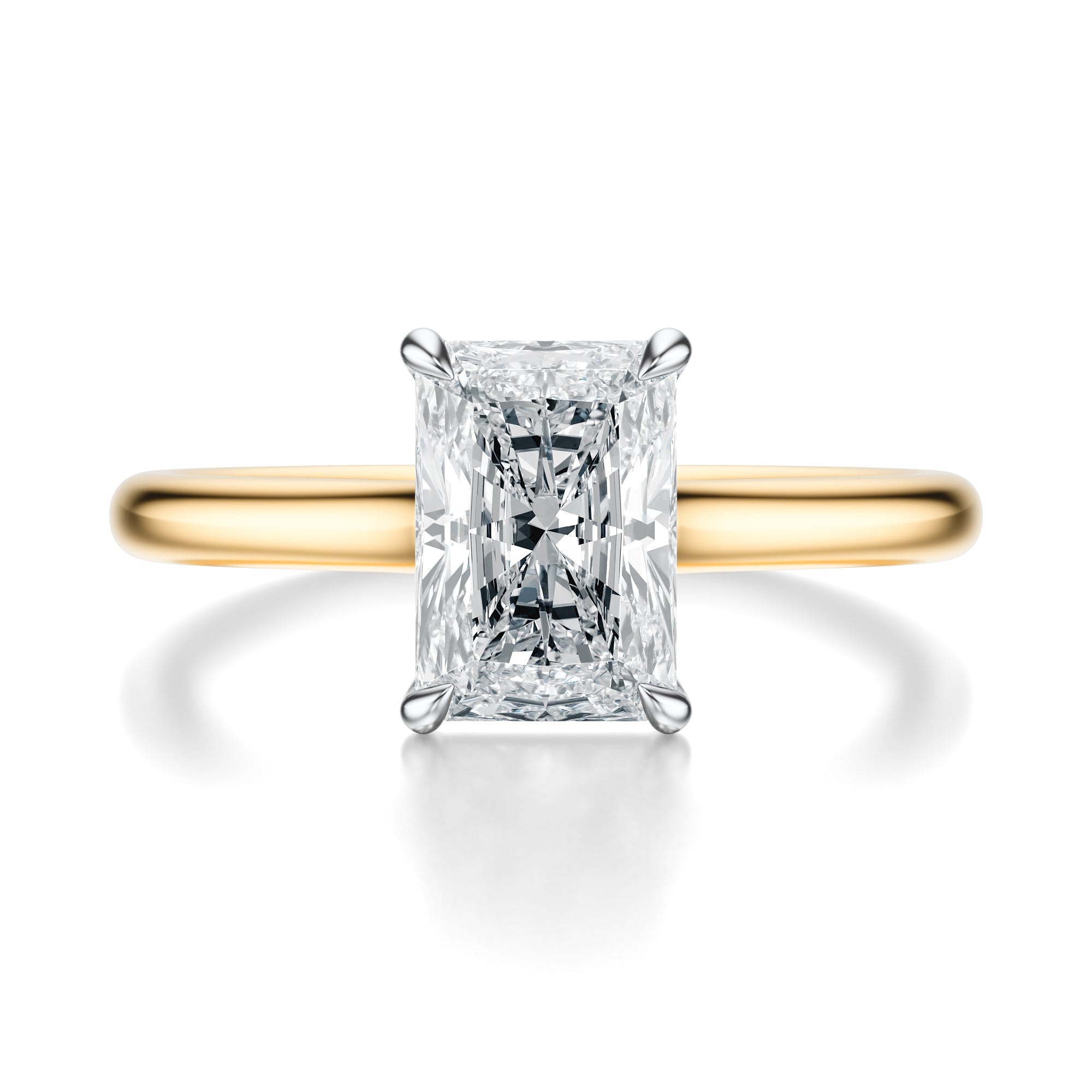 Signature Cathedral Radiant Engagement Ring - Two-Tone Polished Band - Front View