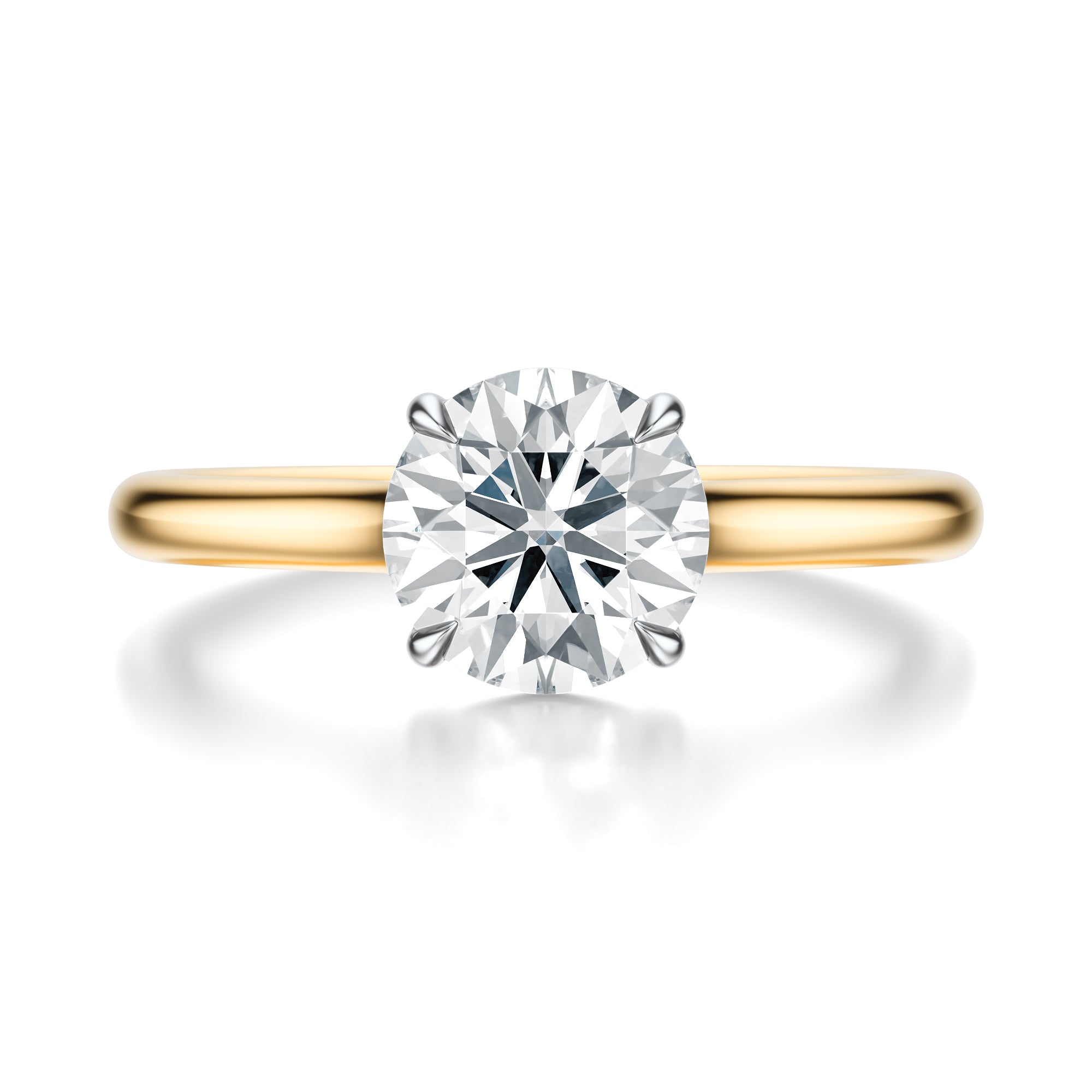 Signature Cathedral Round Engagement Ring - Two-Tone Polished Band - Front View