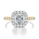 Signature Halo Asscher Engagement Ring - Two-Tone Pavé Band - Front View